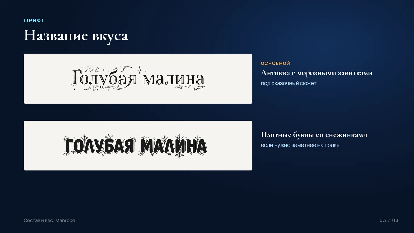 Два варианта надписи «Голубая малина»