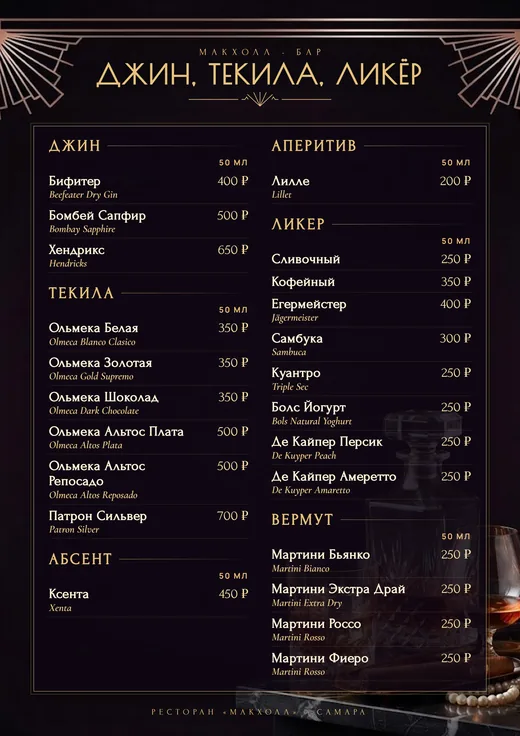 Джин, текила, ликёр