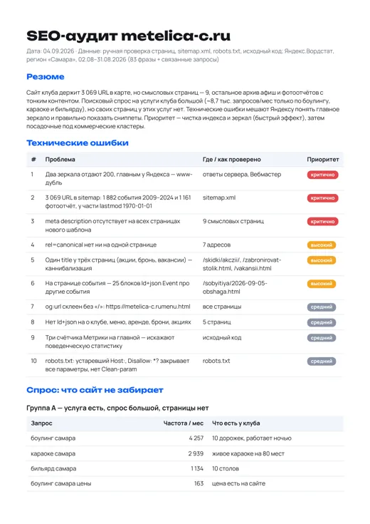 SEO-аудит, стр. 1